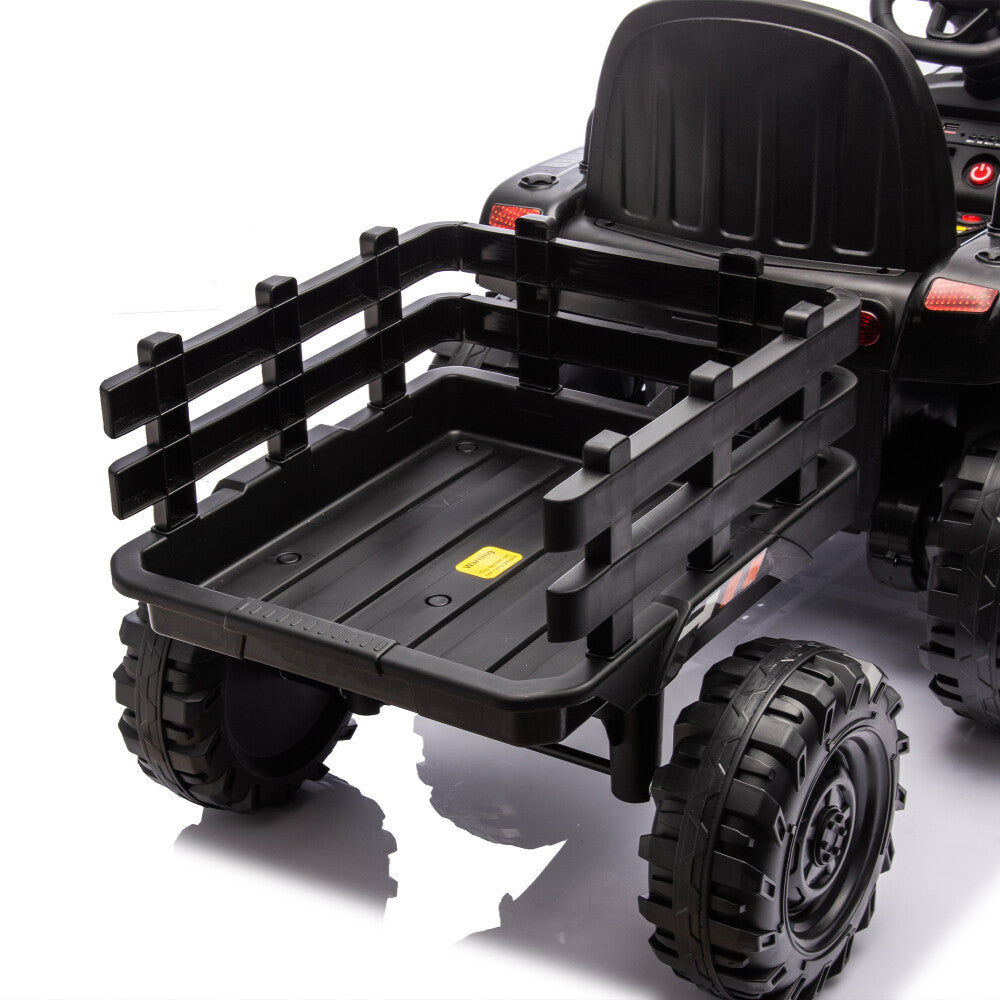 24V Battery-Powered Electric Ride-On Tractor with Trailer and Dual 200W Motors