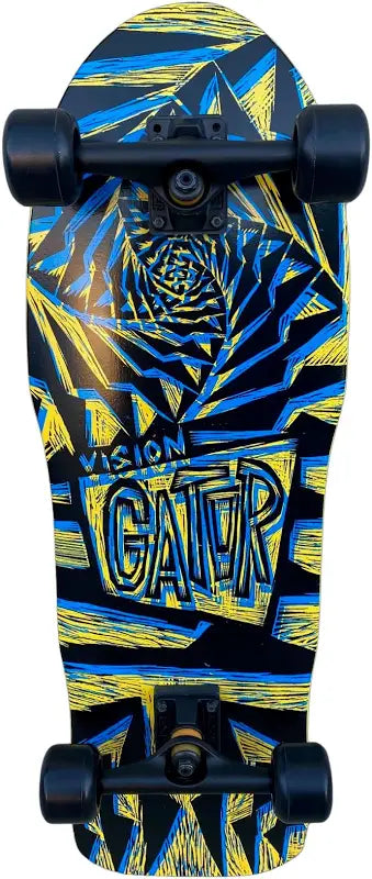 Vision Gator II Woodcut Art Yellow/Black 10.25" Complete Skateboard