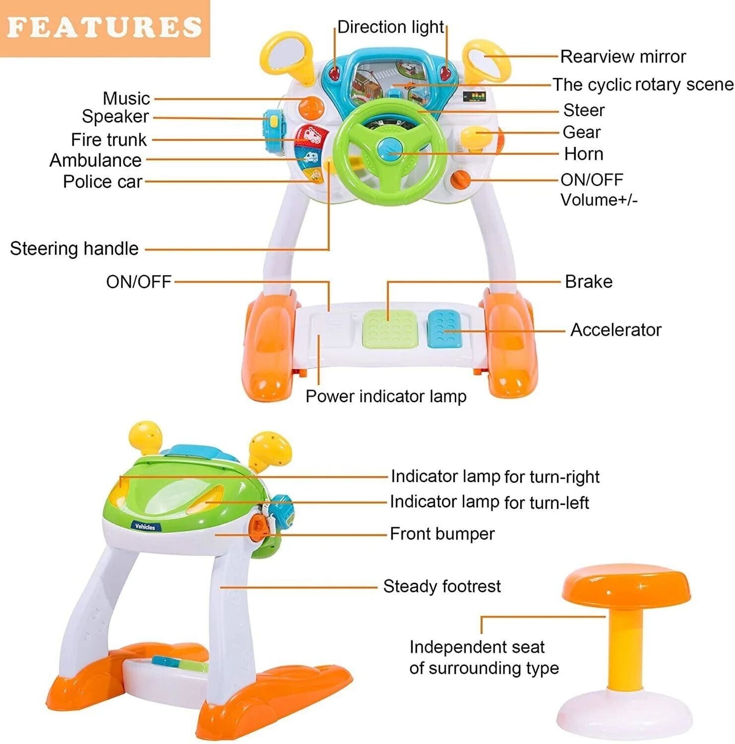 Interactive Toy Steering Wheel for Toddlers - Perfect for Imaginative Play and Motor Skills Development