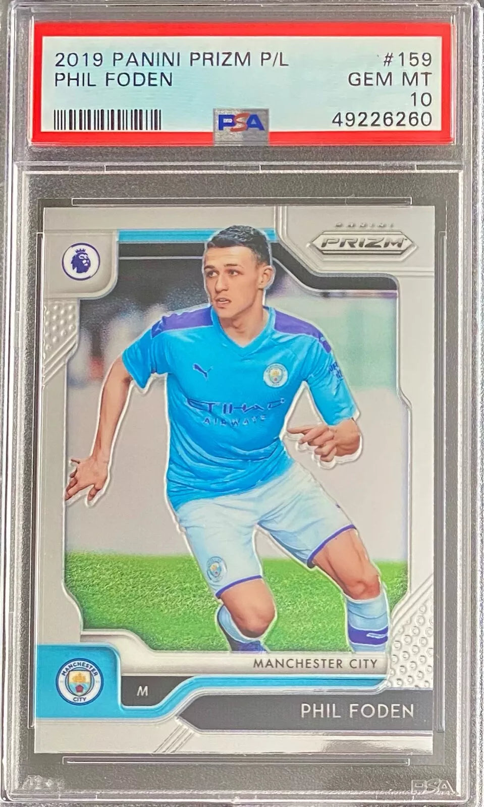 Graded 2019 Panini Prizm Premier League Phil Foden #159 Soccer Card PSA 10 Gem Mint