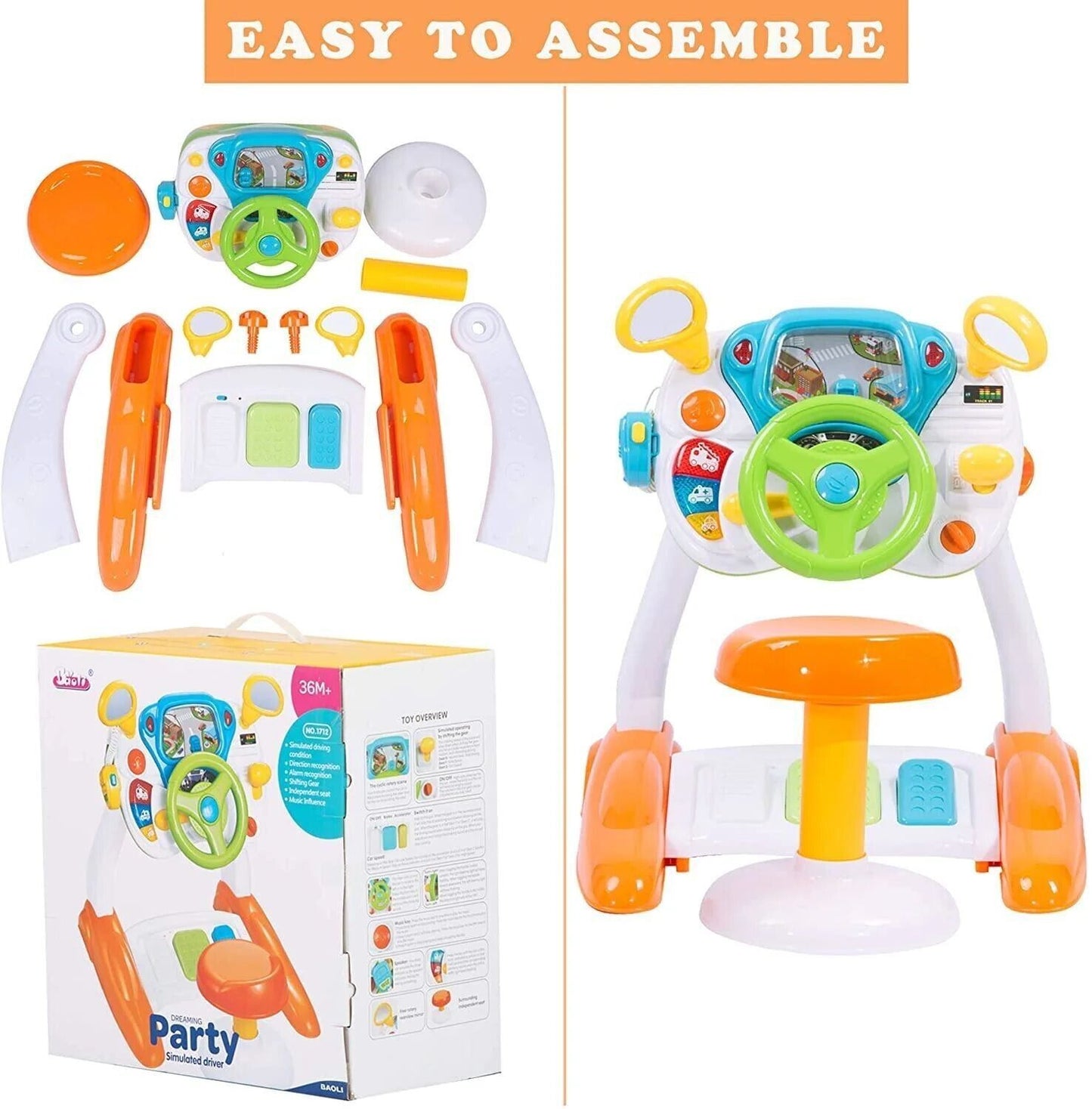 Interactive Toy Steering Wheel for Toddlers - Perfect for Imaginative Play and Motor Skills Development