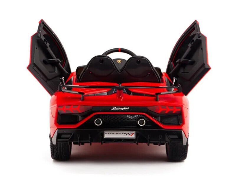 12V Lamborghini Aventador SVJ Kids Ride On Car with Remote Control, Leather Seats, and MP3 Player