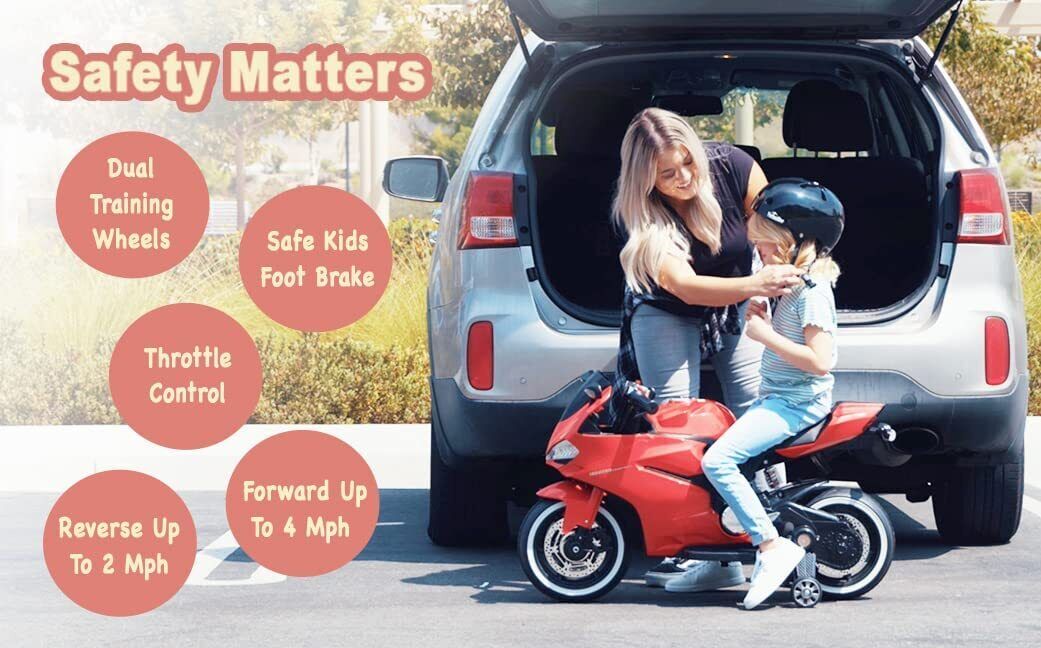 12V Kids Motorcycle Ride-On Toy with 4 MPH Speed and ASTM Approval