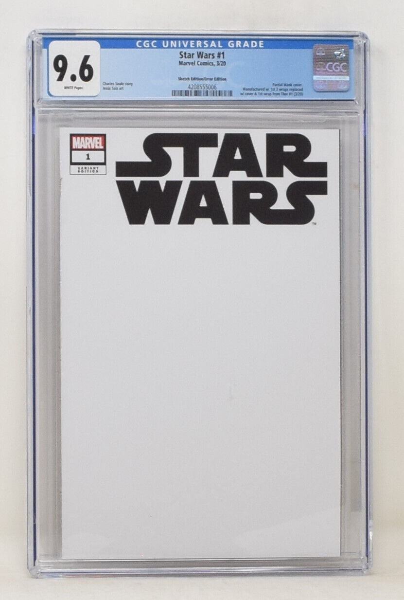 Star Wars 1 Marvel 2020 CGC 9.6 Thor Error Blank Miswrap Variant