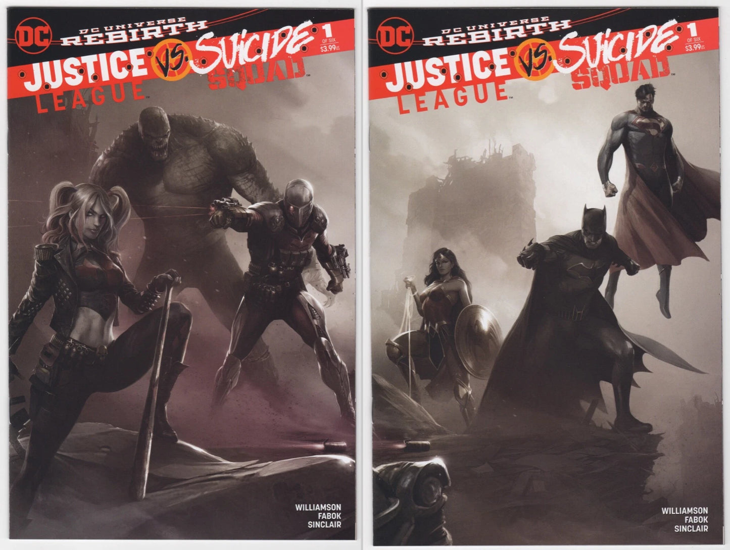 Justice League Vs Suicide Squad #1 Francesco Mattina Connecting B&W Variant Set of 2 (12/21/2016) Dc