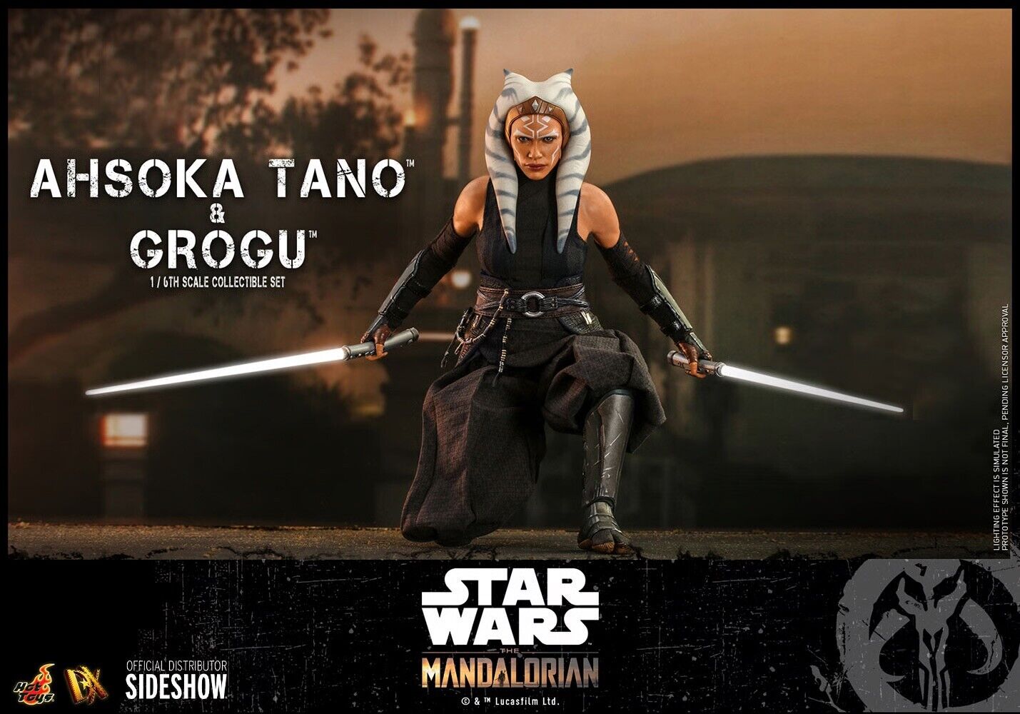 Star Wars Ahsoka Tano Grogu Mandalorian Hot Toys 1:6 Action Figure Disney Sideshow NIB