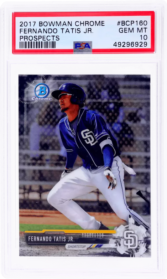 Graded 2017 Topps Bowman Chrome Fernando Tatis Jr. #BCP160 Prospects Rookie RC Baseball Card PSA 10 Gem Mint