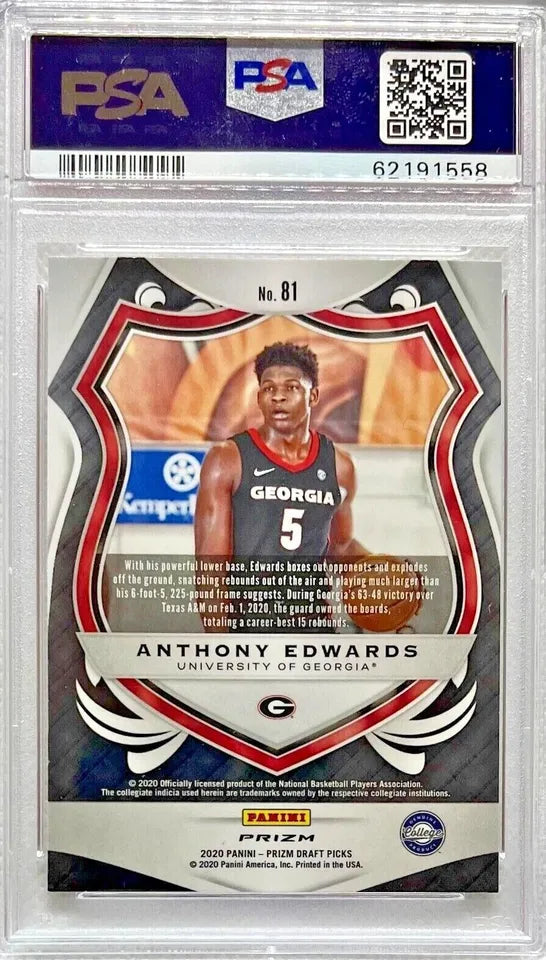 Graded 2020-21 Panini Prizm DP Anthony Edwards #81 Pink Ice Rookie RC Basketball Card PSA 10 Gem Mint