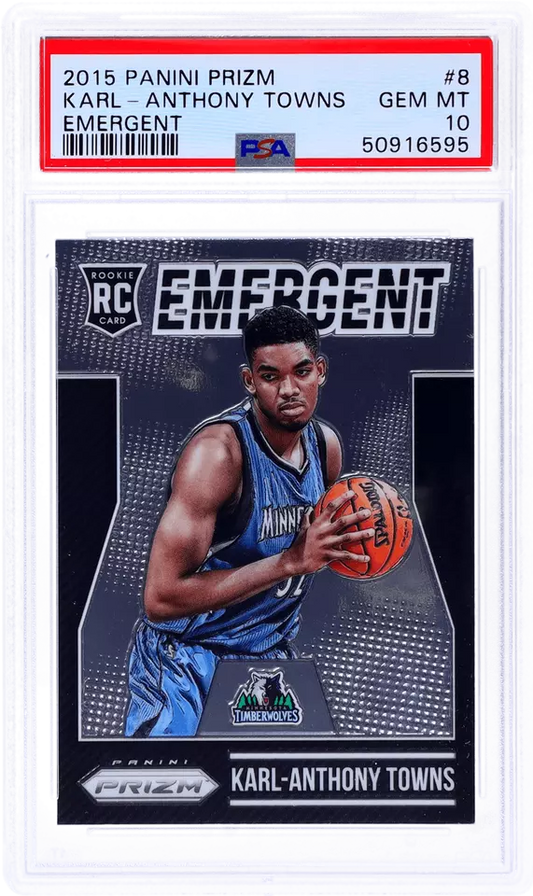 Graded 2015-16 Panini Prizm Karl-Anthony Towns #8 Emergent Rookie RC Basketball Card PSA 10 Gem Mint