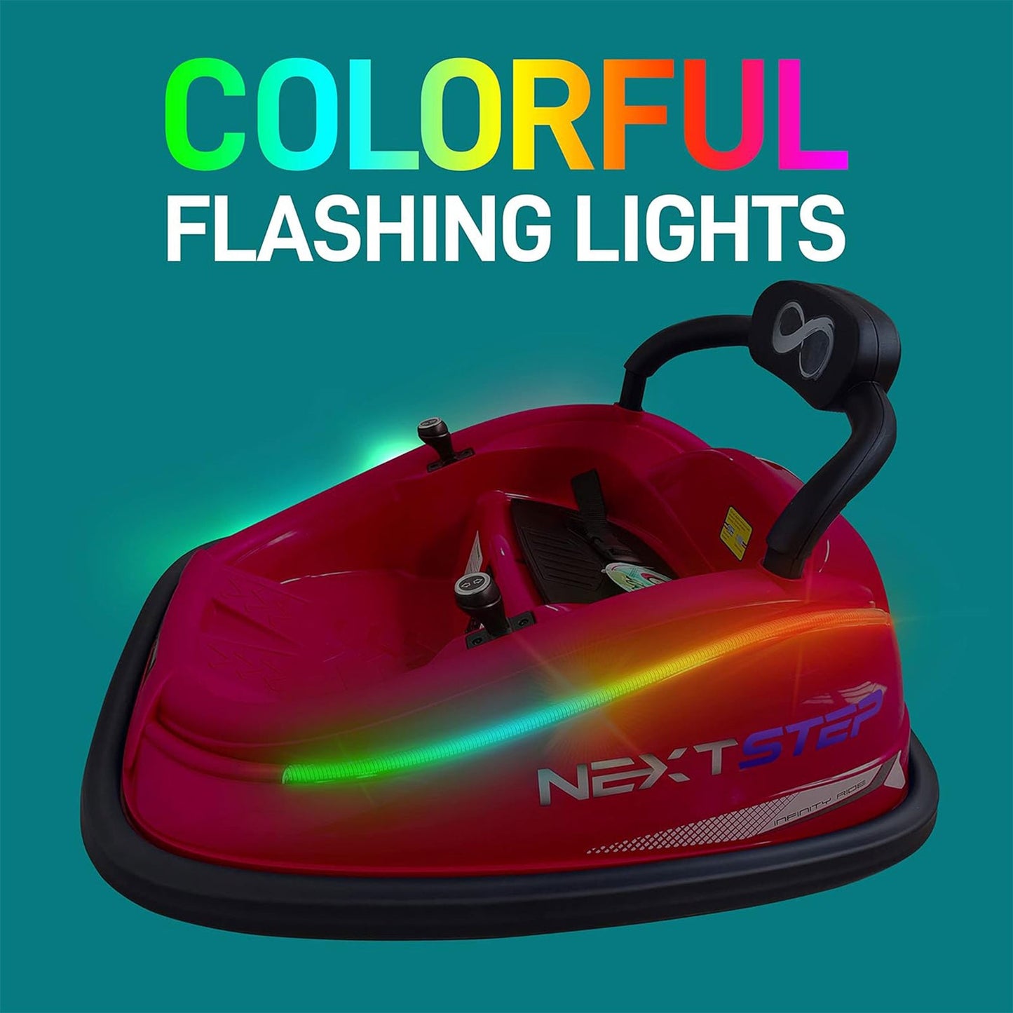 360 Degree Rotating Bumper Car with Adjustable Belt and Controls in Red