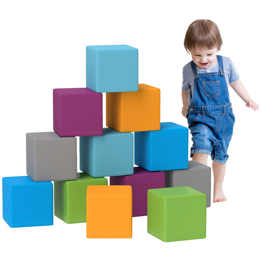 12-Piece Soft Foam Building and Stacking Blocks Toy Set