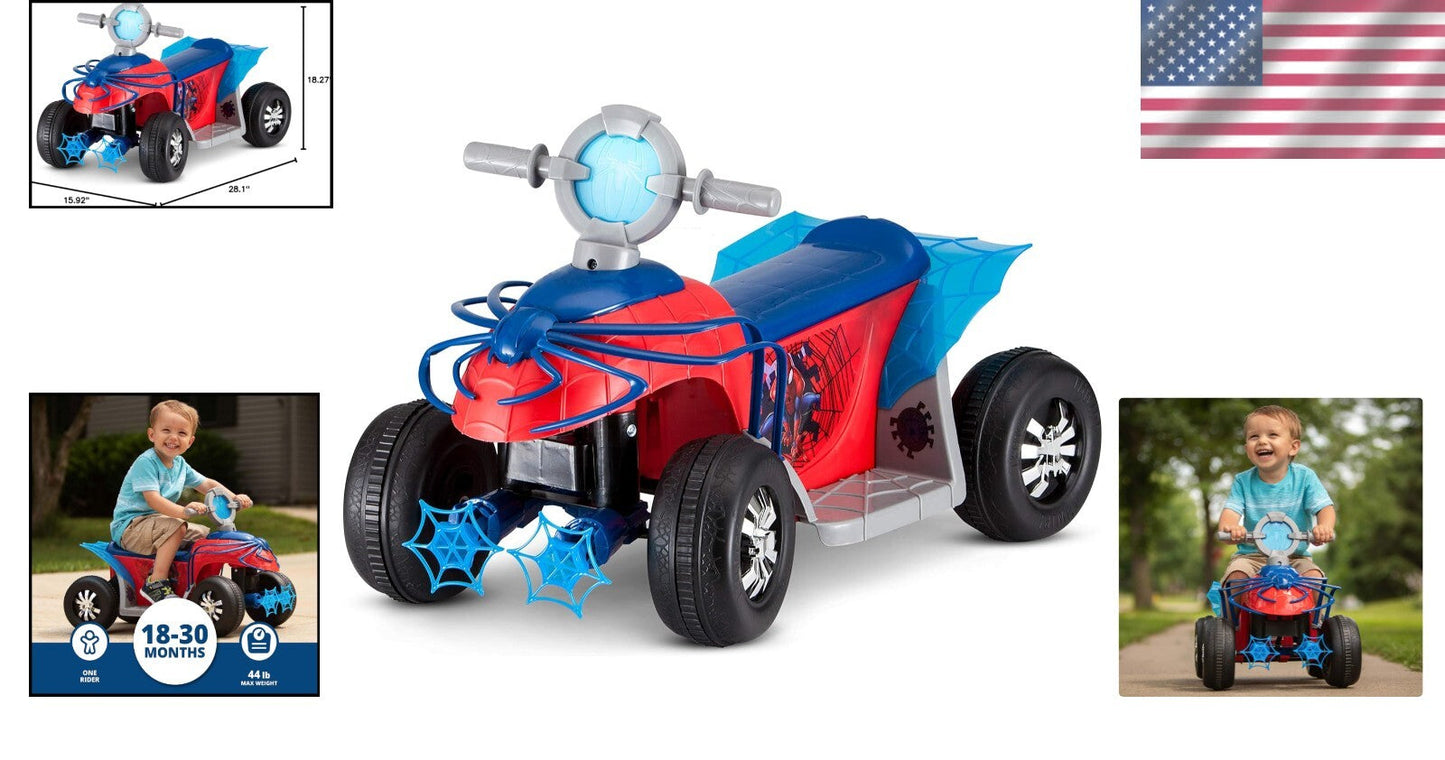 Spider-Man Quad Ride-On Toy for Toddlers 18-30 Months with 44 lbs Weight Limit
