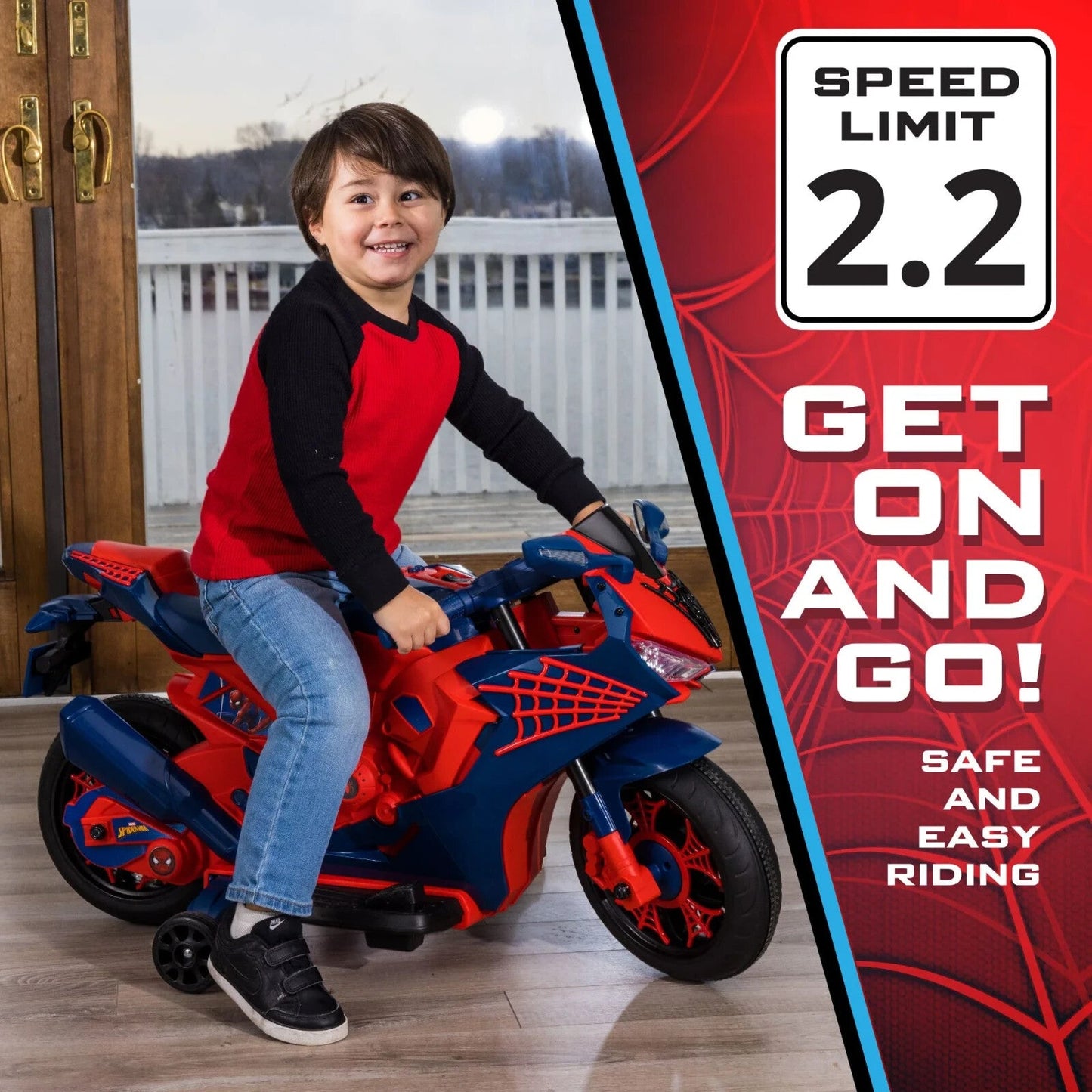 Spider-Man 6V Rechargeable Ride-On Motorcycle Toy for Kids Ages 3 and Up