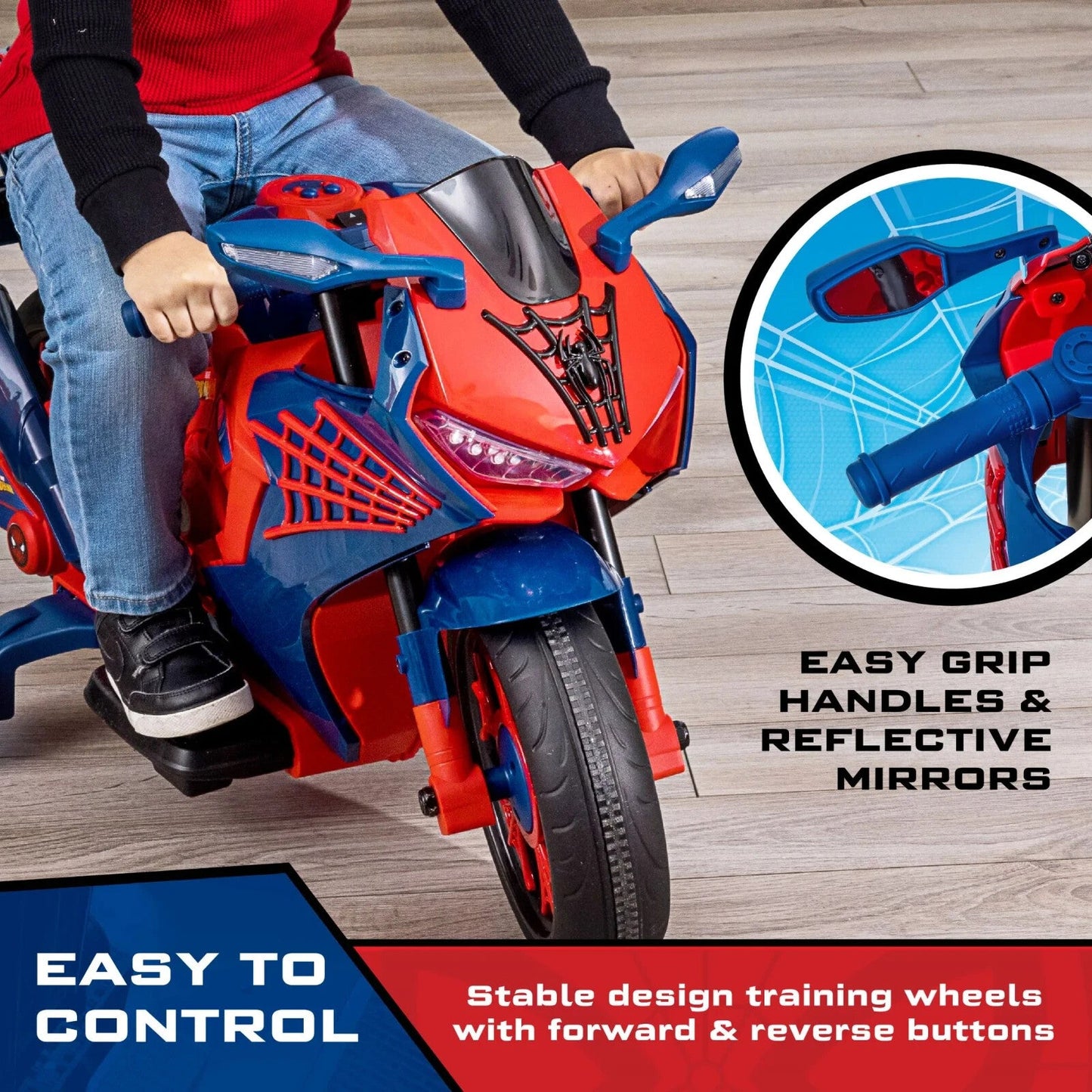 Spider-Man 6V Rechargeable Ride-On Motorcycle Toy for Kids Ages 3 and Up