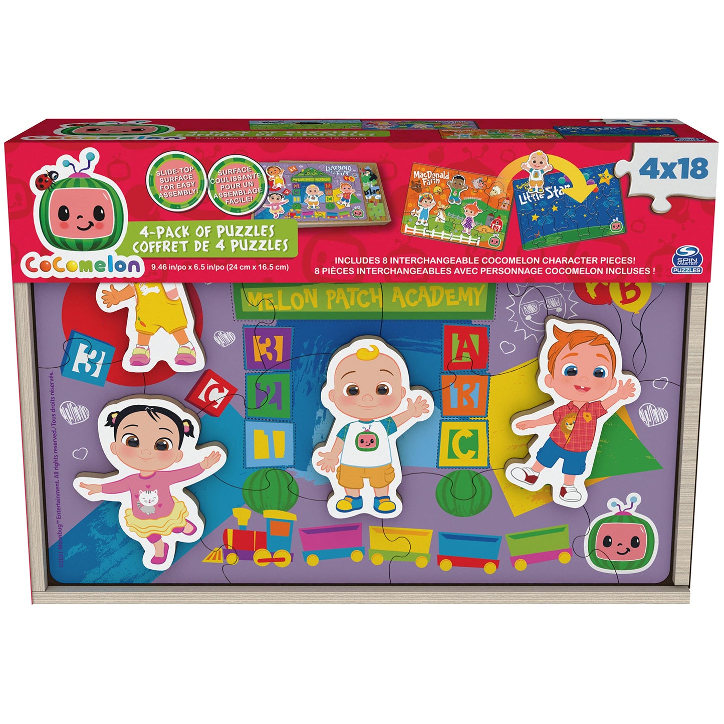 Cocomelon 4-Pack Wooden Puzzles - 18-Pieces Each