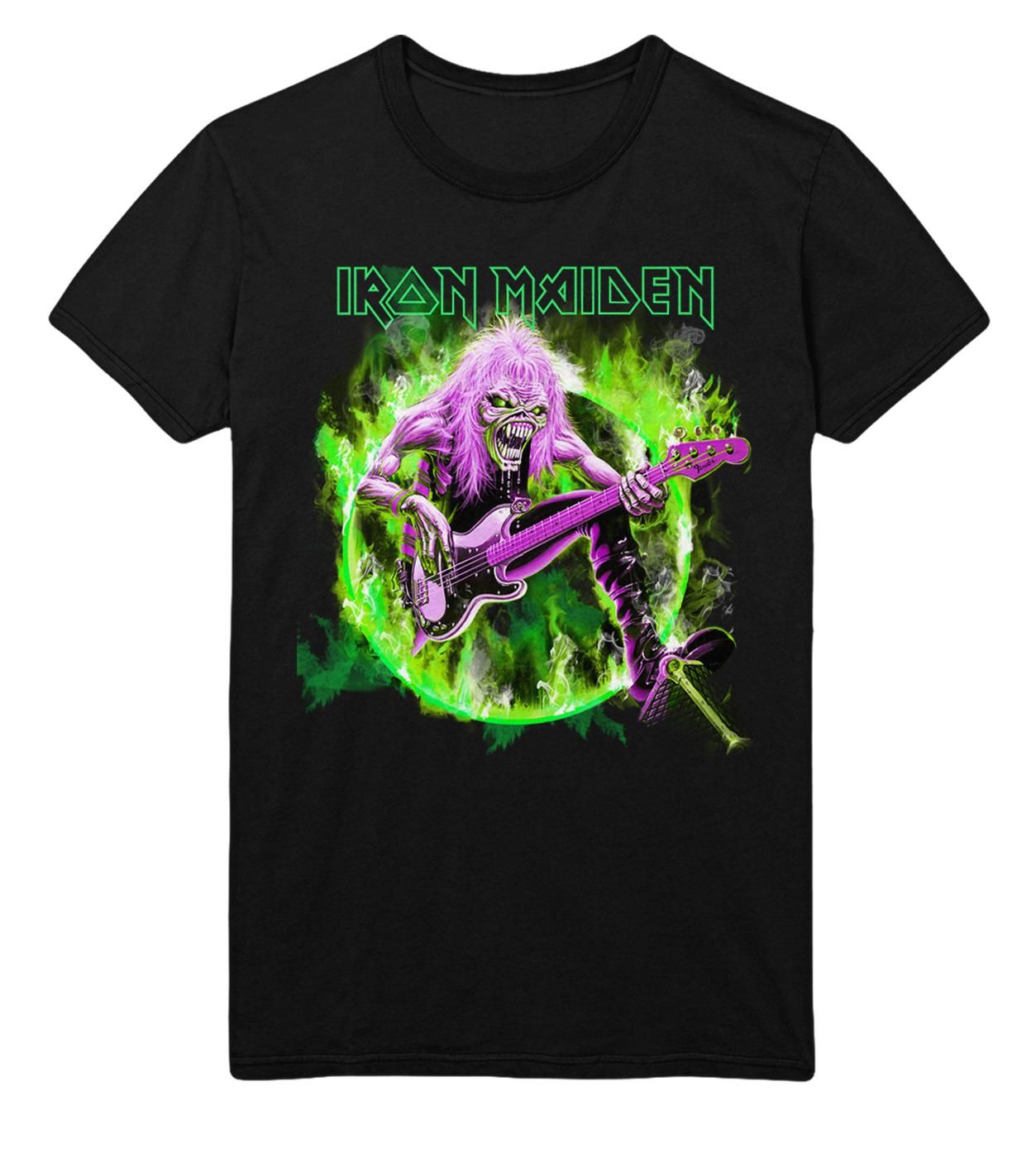Iron Maiden Green Guitar Jumbo Print T-Shirt ()