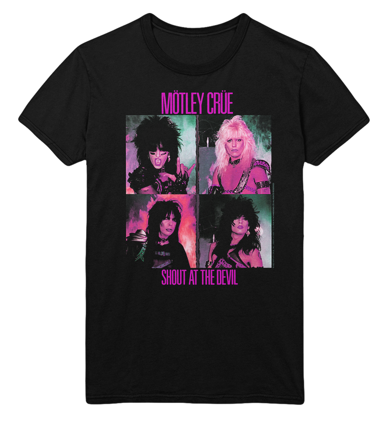 Stakes Motley Crue Pink Shout Jumbo Print T-Shirt [Apparel] - Golden Apple Comics