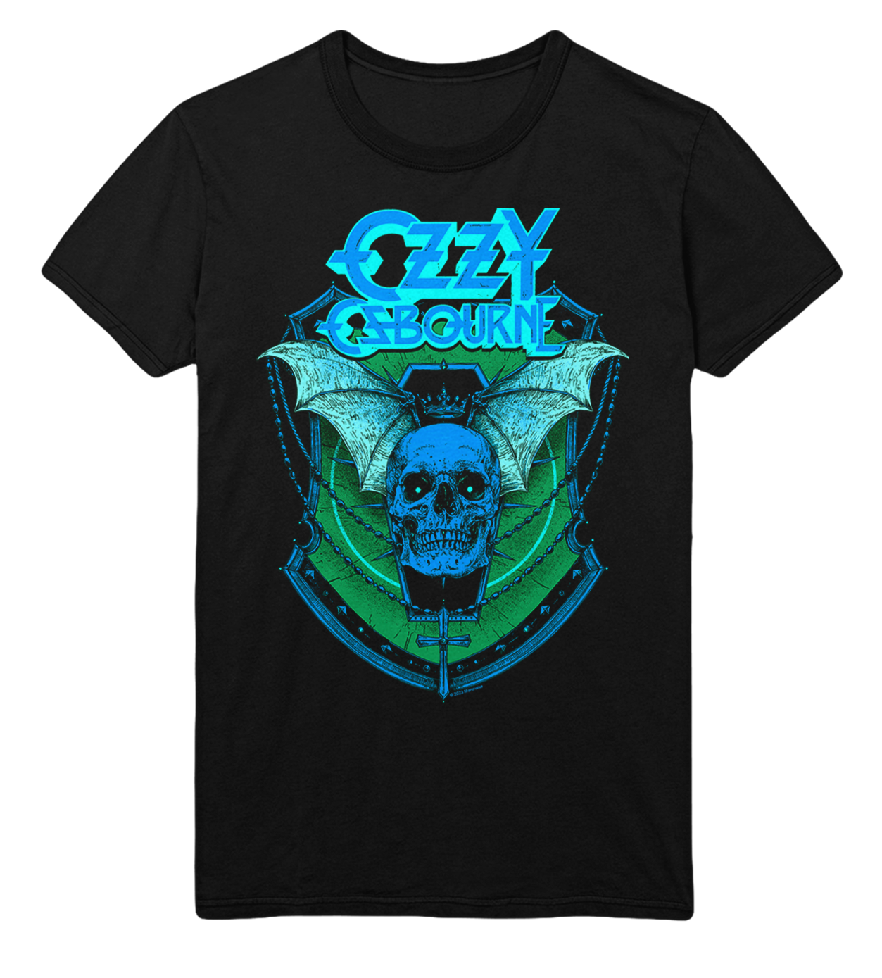 Ozzy Osbourne Neon Blue Bat Jumbo Print T-Shirt ()