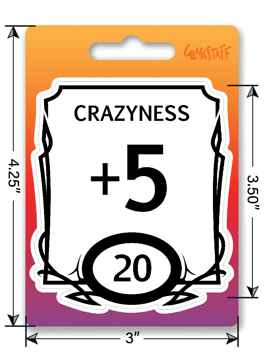 Sticker: Crazy Stat Block Waterproof Die Cut