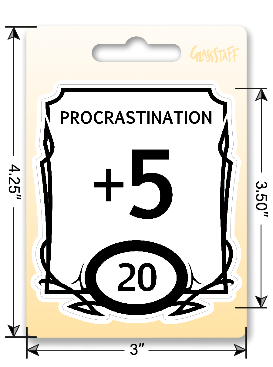 Sticker: Procrastination Stat Block Waterproof Die Cut