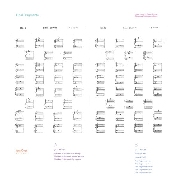 Final Fragments - Piano Music of David Kotlowy (Vinyl)