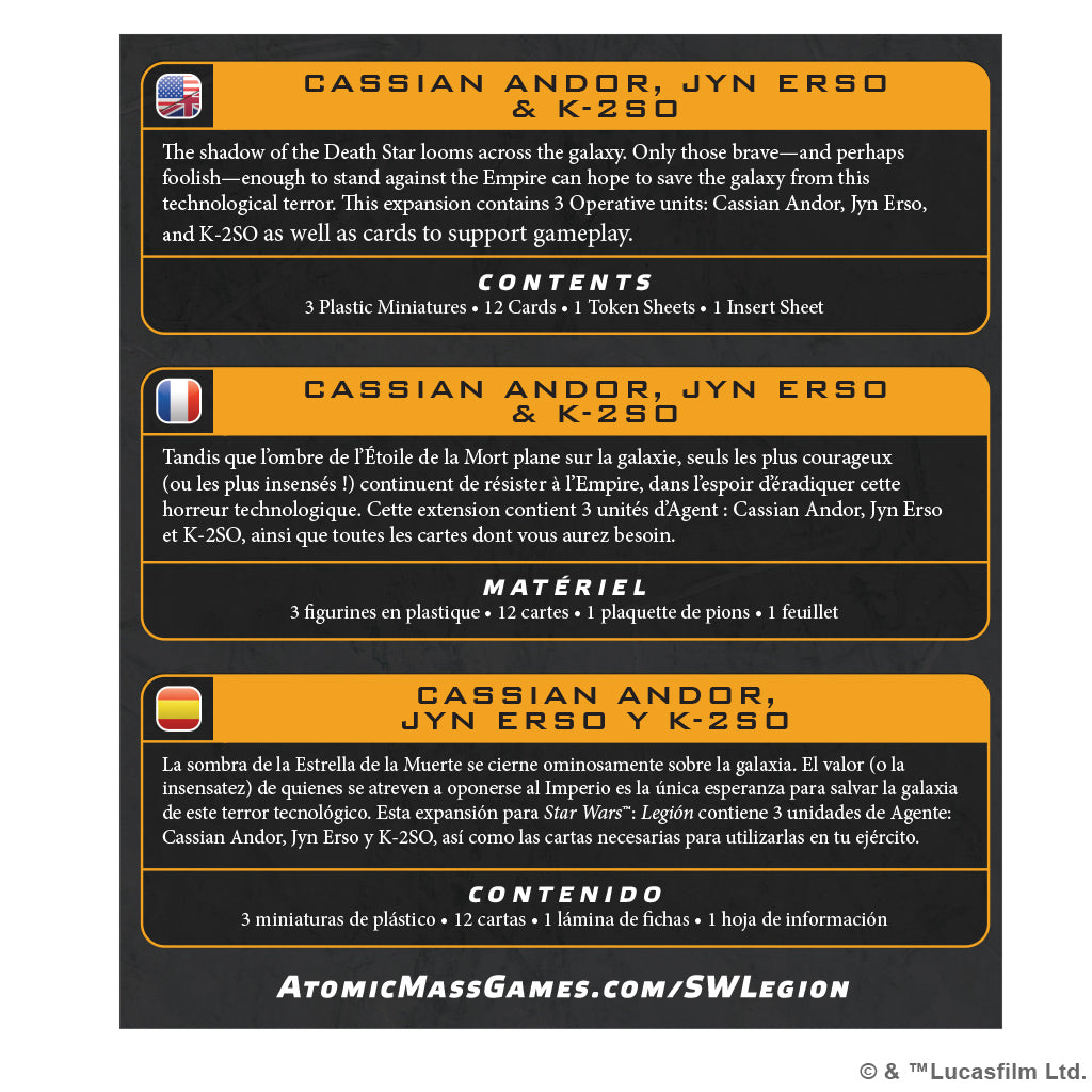 Star Wars: Legion - Cassian Andor, Jyn Erso & K-2SO - Golden Apple Comics