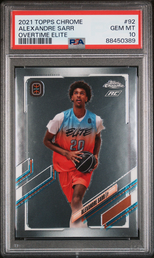 Graded 2021 Topps Chrome Alexandre Sarr #92 Overtime Elite Rookie RC Basketball Card PSA 10 Gem Mint