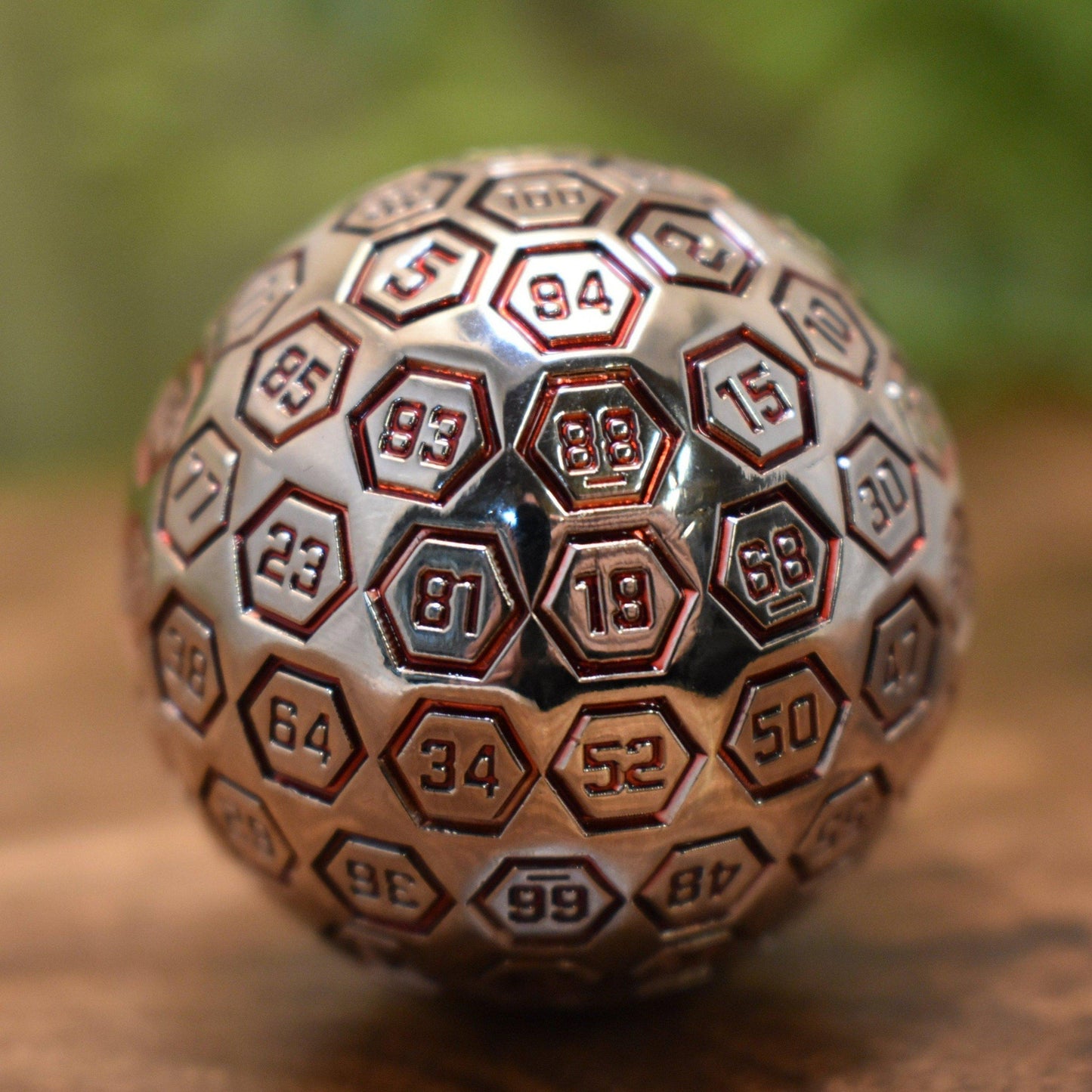 The Orb D100 -  Crimson and Silver Metal Die