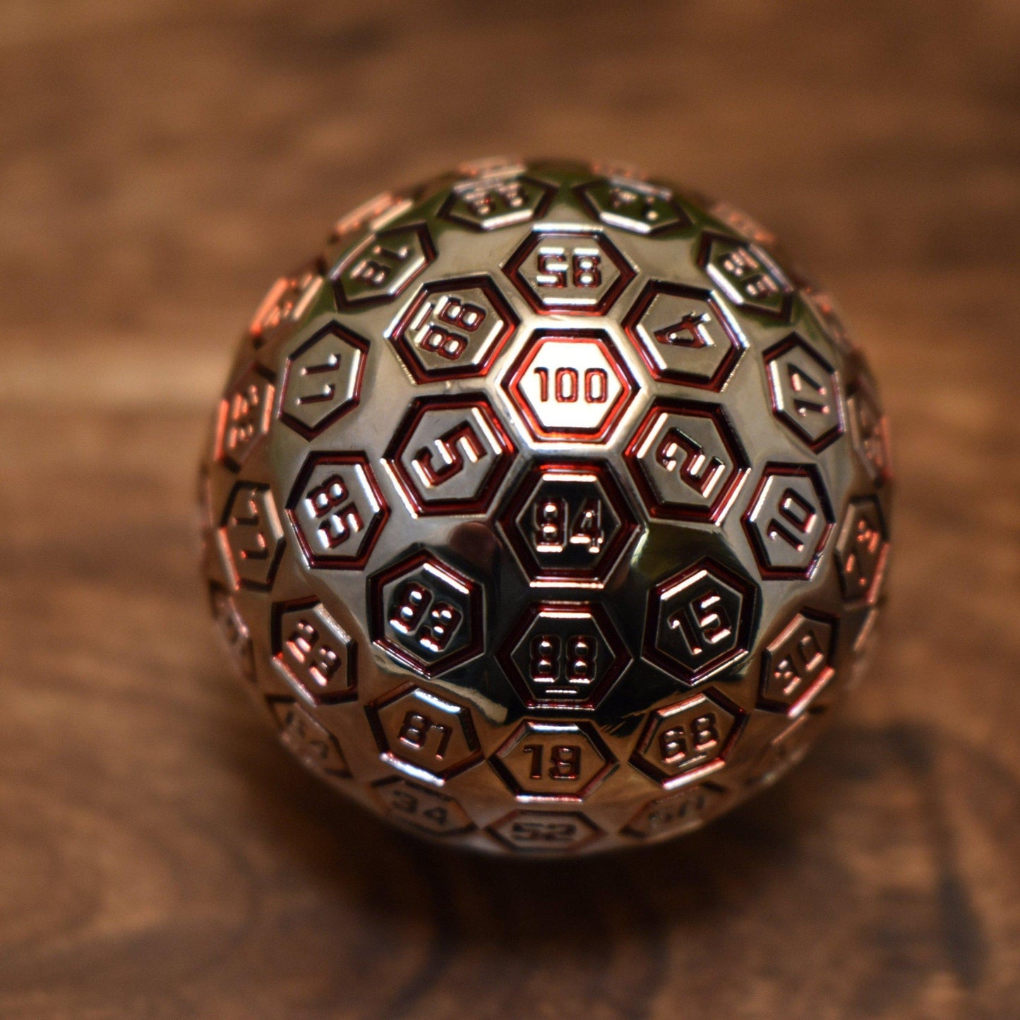 The Orb D100 -  Crimson and Silver Metal Die