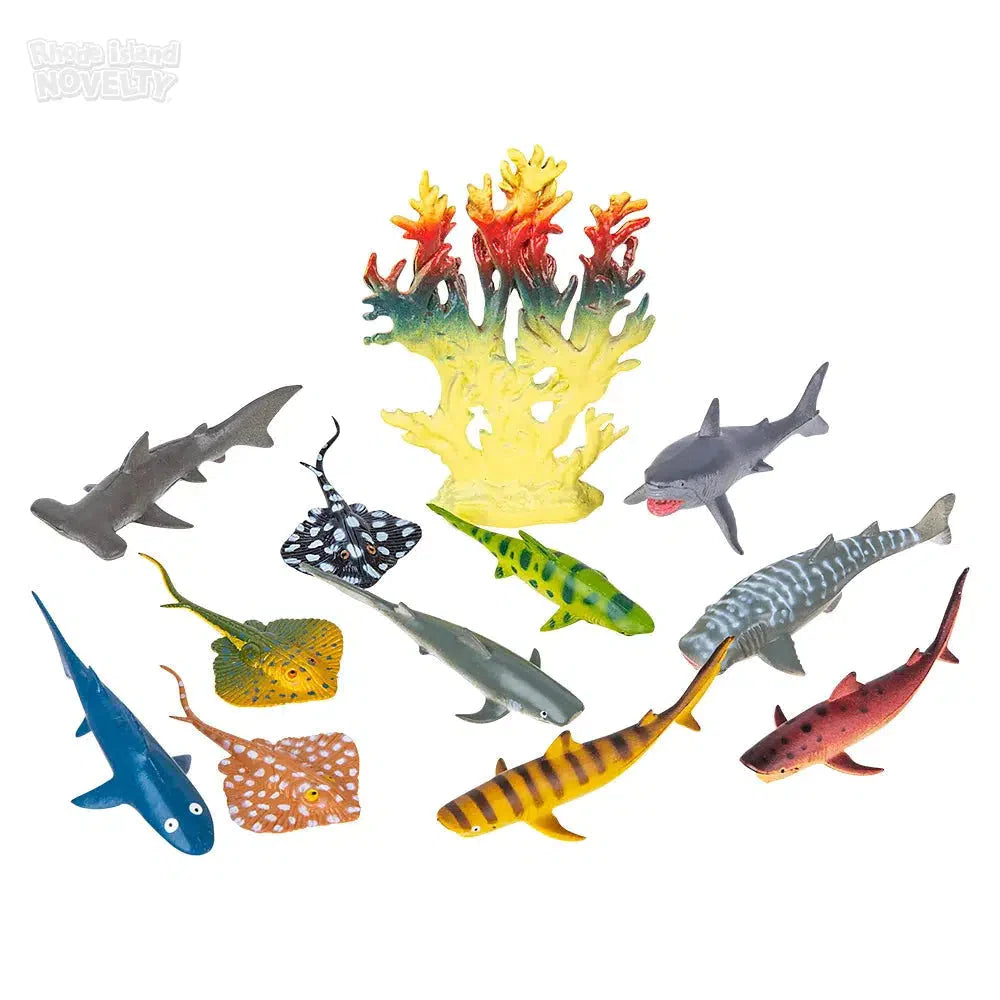 12 Piece Shark And Ray Mesh Bag Play Set