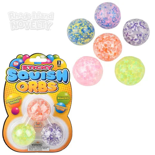 1.6" Squish Sticky Beaded Orbs 3 Pack