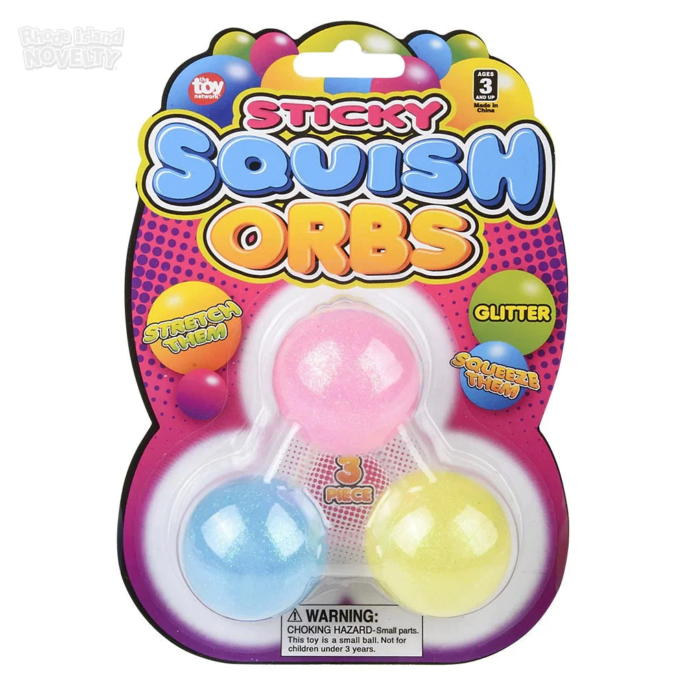 1.6" Squish Sticky Glitter Orbs 3 Pack