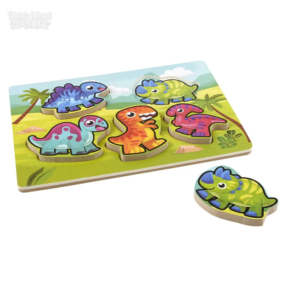 6 Piece Chunky Dinosaur Theme Wooden Puzzle