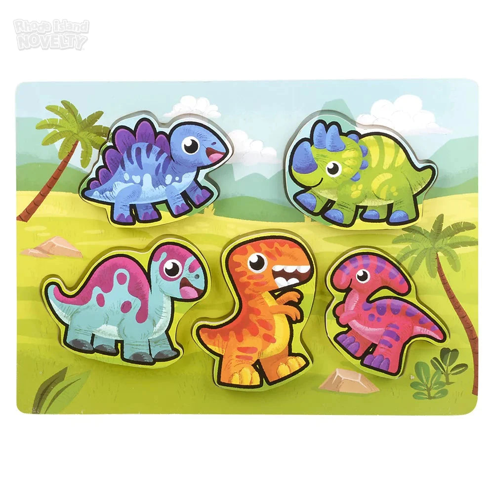 6 Piece Chunky Dinosaur Theme Wooden Puzzle