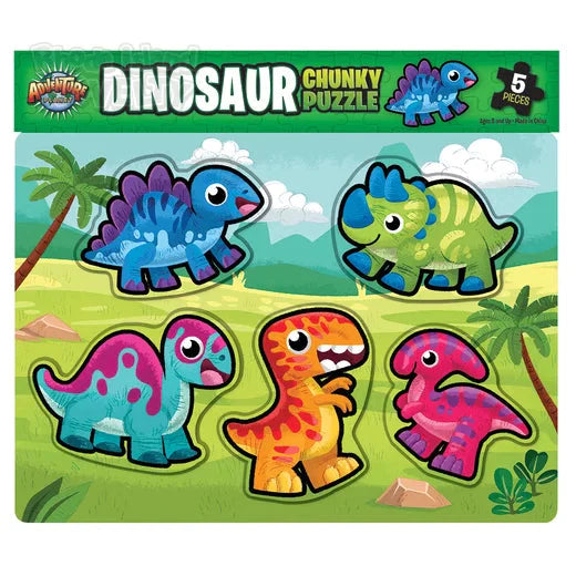 6 Piece Chunky Dinosaur Theme Wooden Puzzle