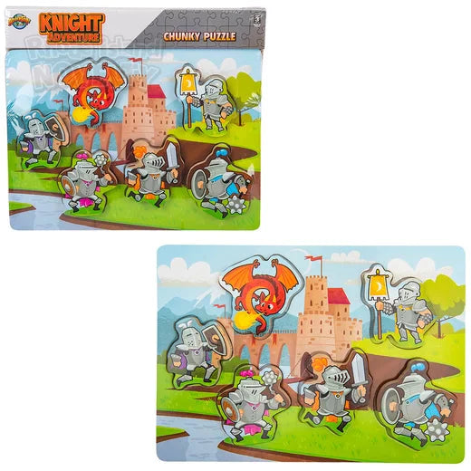 6 Piece Chunky Knights Wooden Puzzle