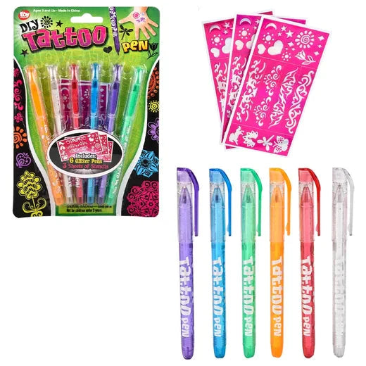 Flipkart.com | Sannu Sketch and Sparkle Tattoo Pens Activity toy Set with  Stencils for kids Curved Nib Sketch Pens -
