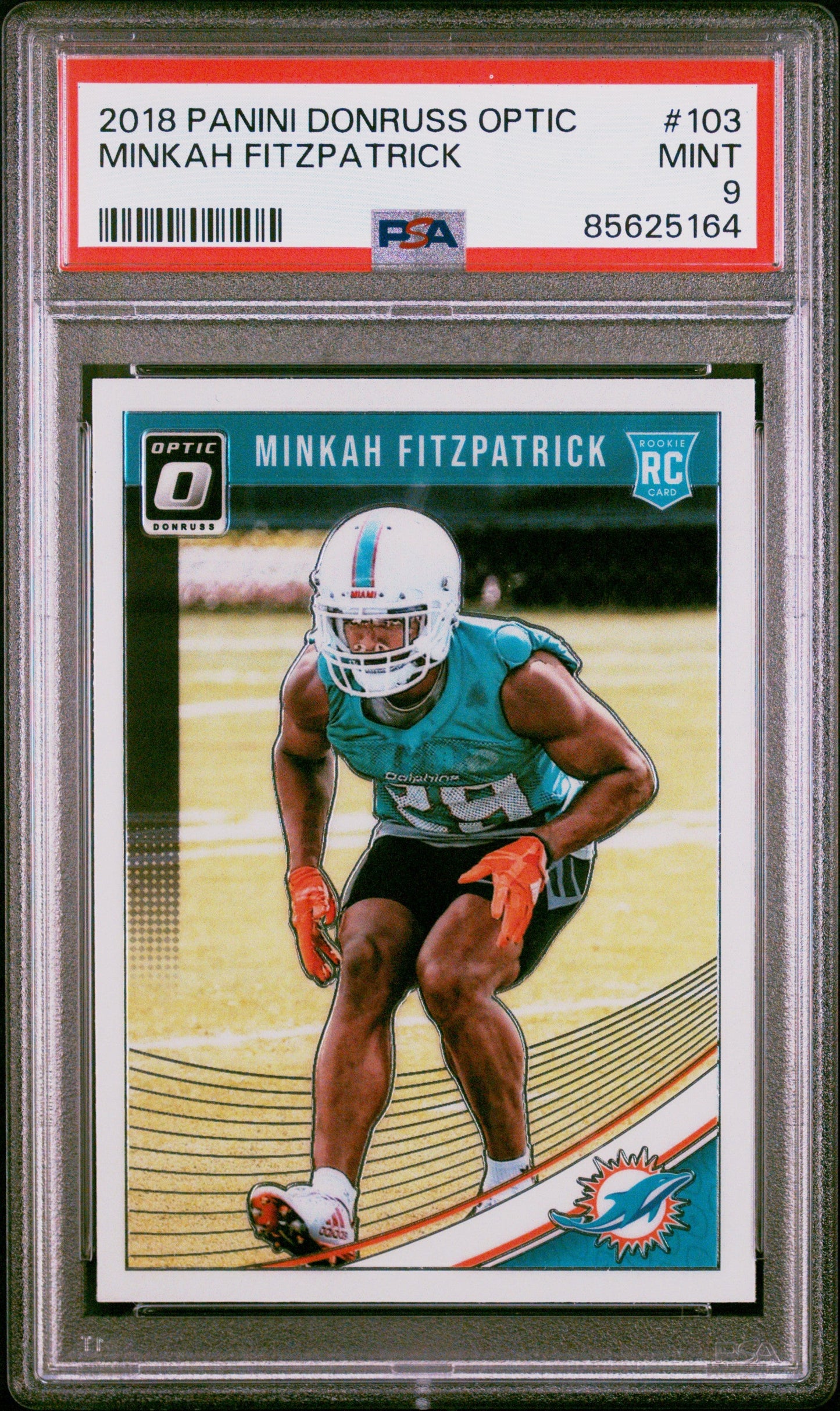 Graded 2018 Panini Donruss Optic Minkah Fitzpatrick #103 Rookie RC Football Card PSA 9 Mint
