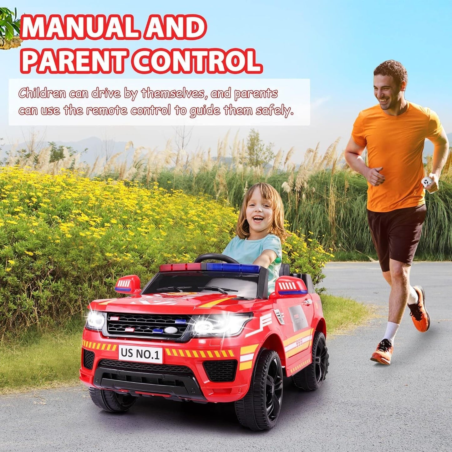 12V Kids Electric Police Ride-On Car with Remote Control and Siren