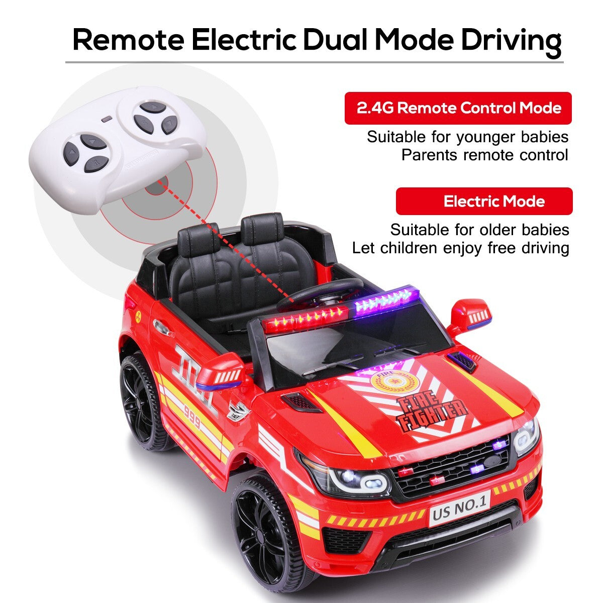 12V Kids Electric Police Ride-On Car with Remote Control and Siren