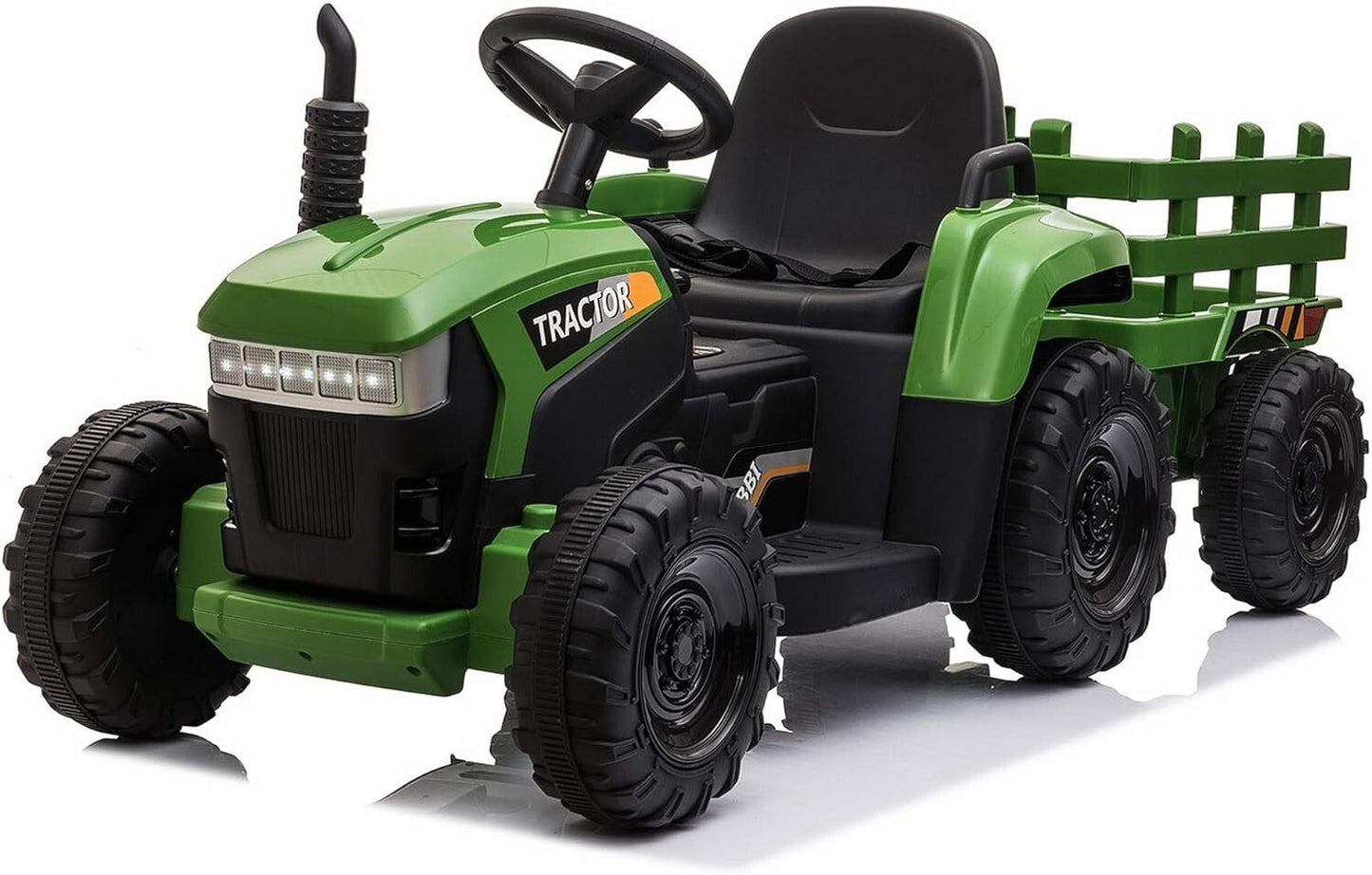 12V Battery-Powered Kids Ride-On Tractor Toy with Trailer and 35W Dual Motors