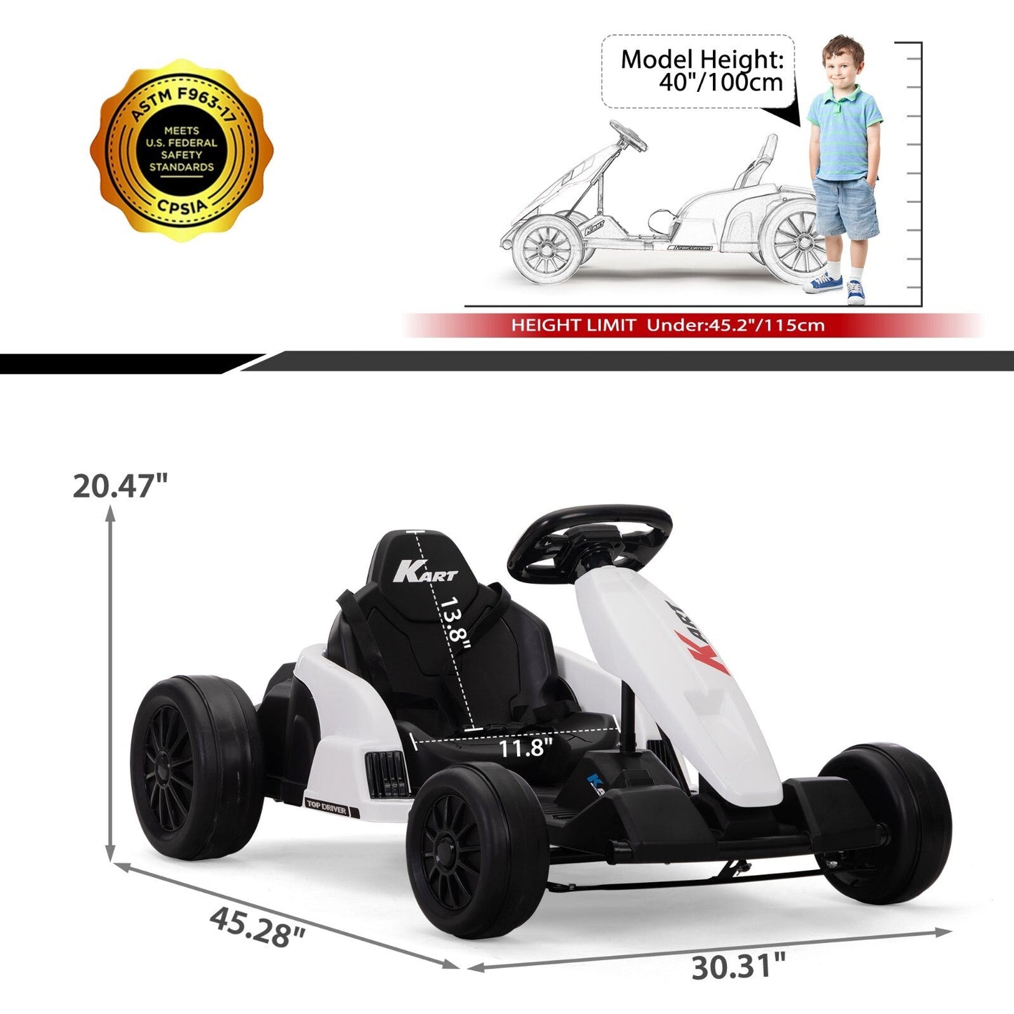 24V Electric Ride-On Go Kart for Kids Ages 4-16 with Drifting and Racing Features