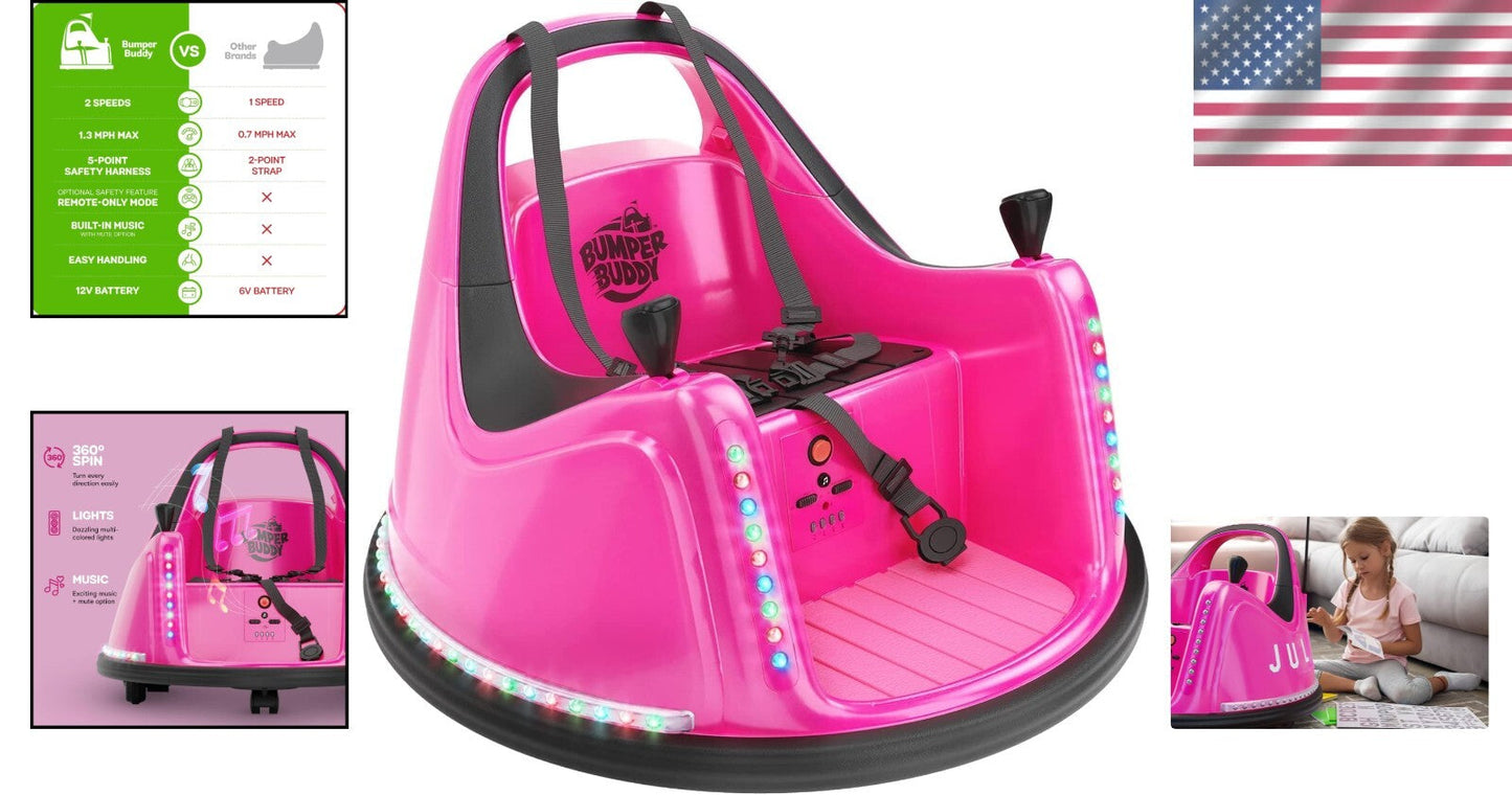 Toddler Electric Bumper Car with 360-Degree Spin and Rechargeable Battery