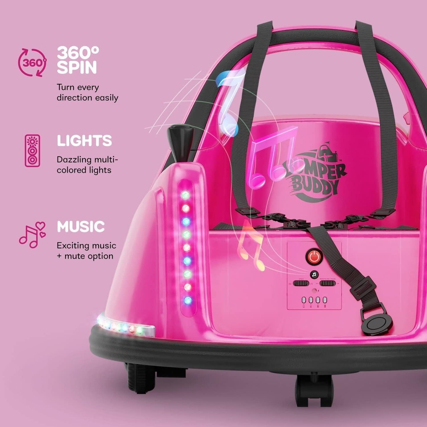 Toddler Electric Bumper Car with 360-Degree Spin and Rechargeable Battery