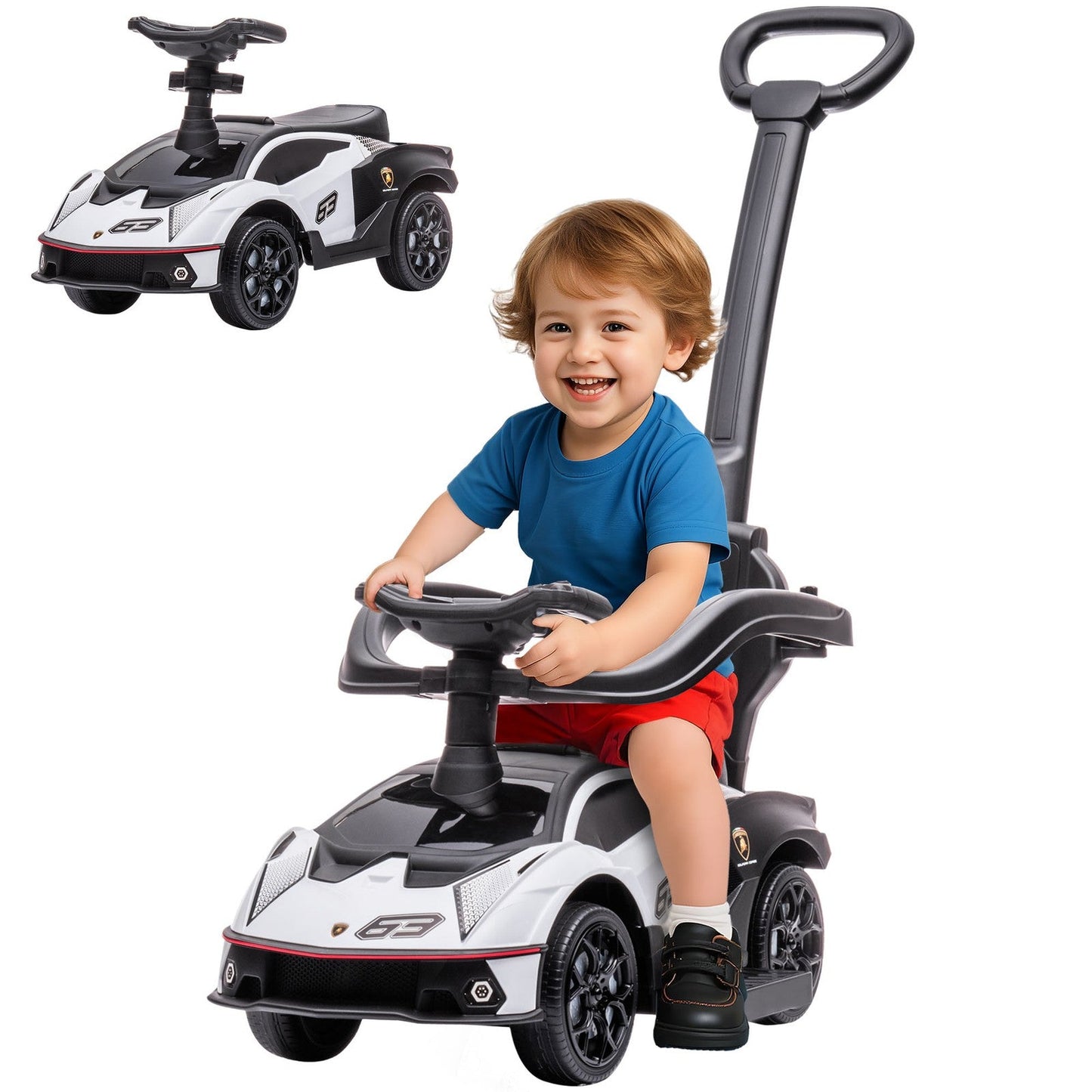 Toddler Push Walker Car Stroller with Music for Ages 1-3