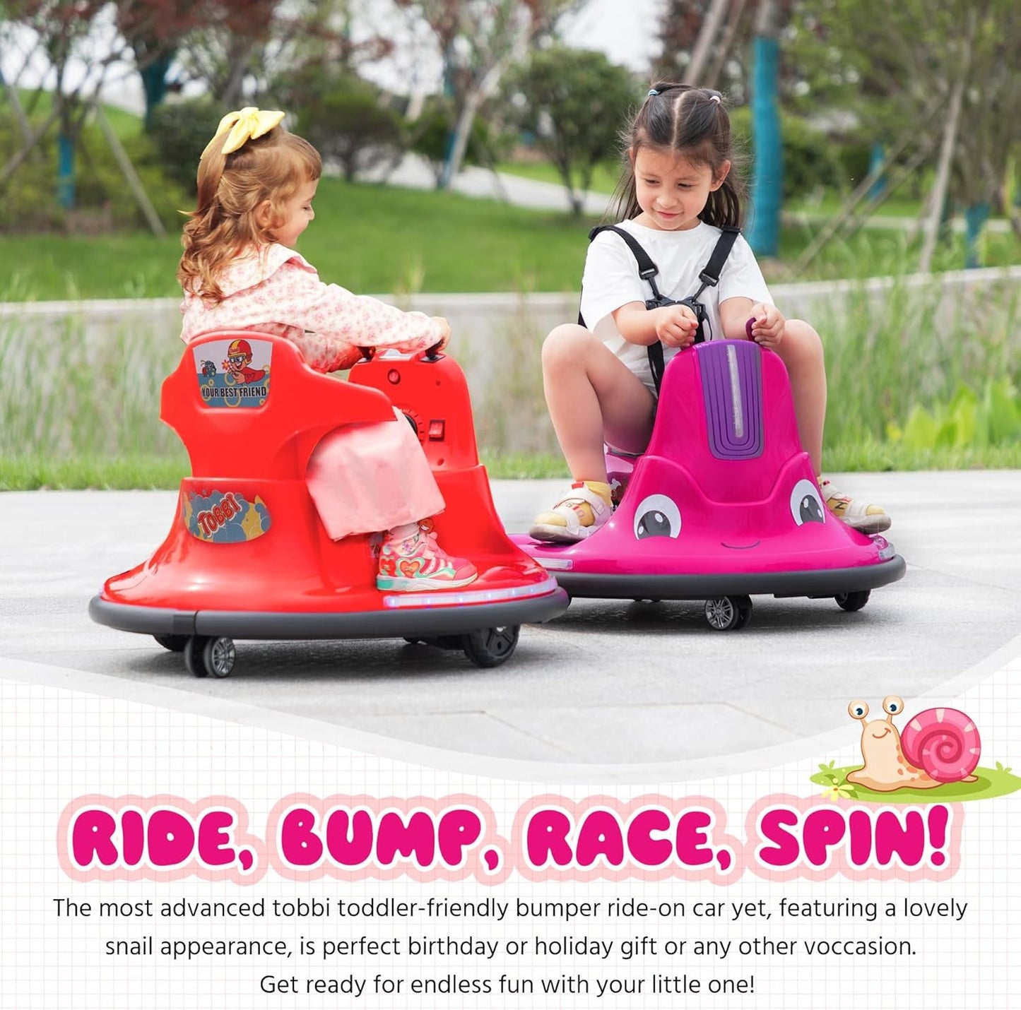 12V Electric Snail-Shaped Ride-On Bumper Car for Toddlers with Remote Control