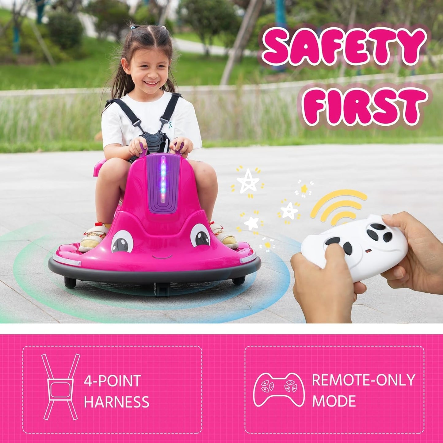 12V Electric Snail-Shaped Ride-On Bumper Car for Toddlers with Remote Control