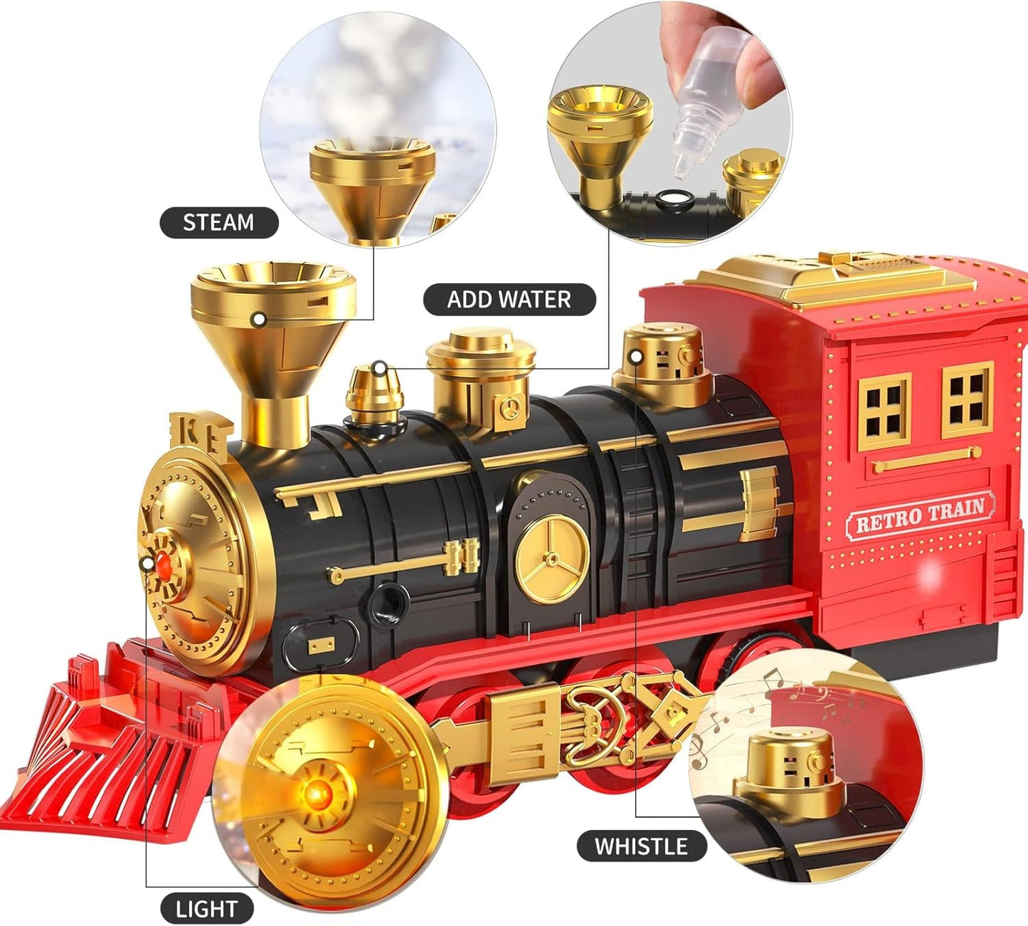 Train Set for Kids and Toddlers Ages 3-5 with Steam Engine, Cargo Car, and Long Train