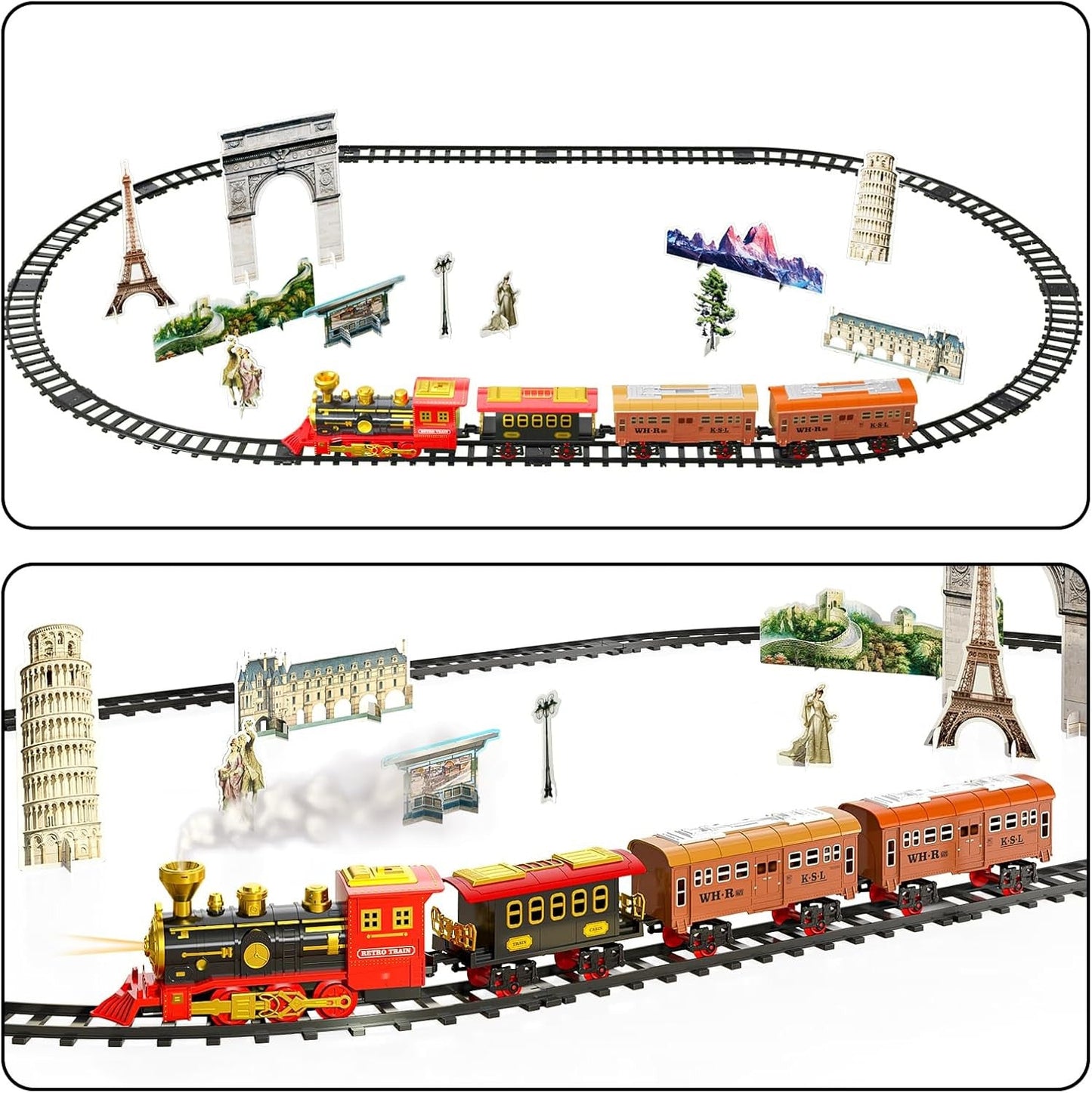 Train Set for Kids and Toddlers Ages 3-5 with Steam Engine, Cargo Car, and Long Train