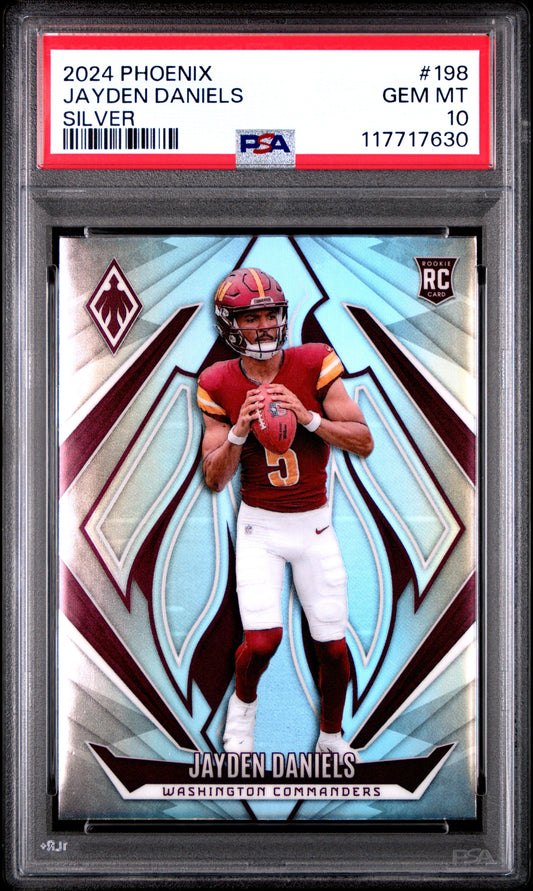 Graded 2024 Panini Phoenix Jayden Daniels #198 Silver Rookie RC Football Card PSA 10 Gem Mint